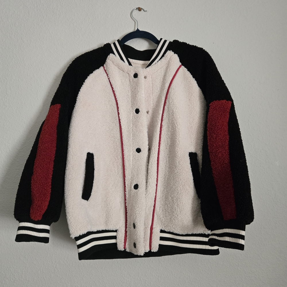 Sport Team Bomber Fleece Jacket Korean Brand Shearling Coat
